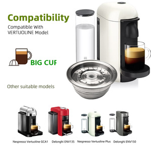 ตัวกรองแคปซูลกาแฟสแตนเลสแบบใช้ซ้ำได้ของเวอร์ทูลีนพร้อมแทมเปอร์แบบสองหัวสำหรับใช้กับถ้วยเดียว - Product Image 3