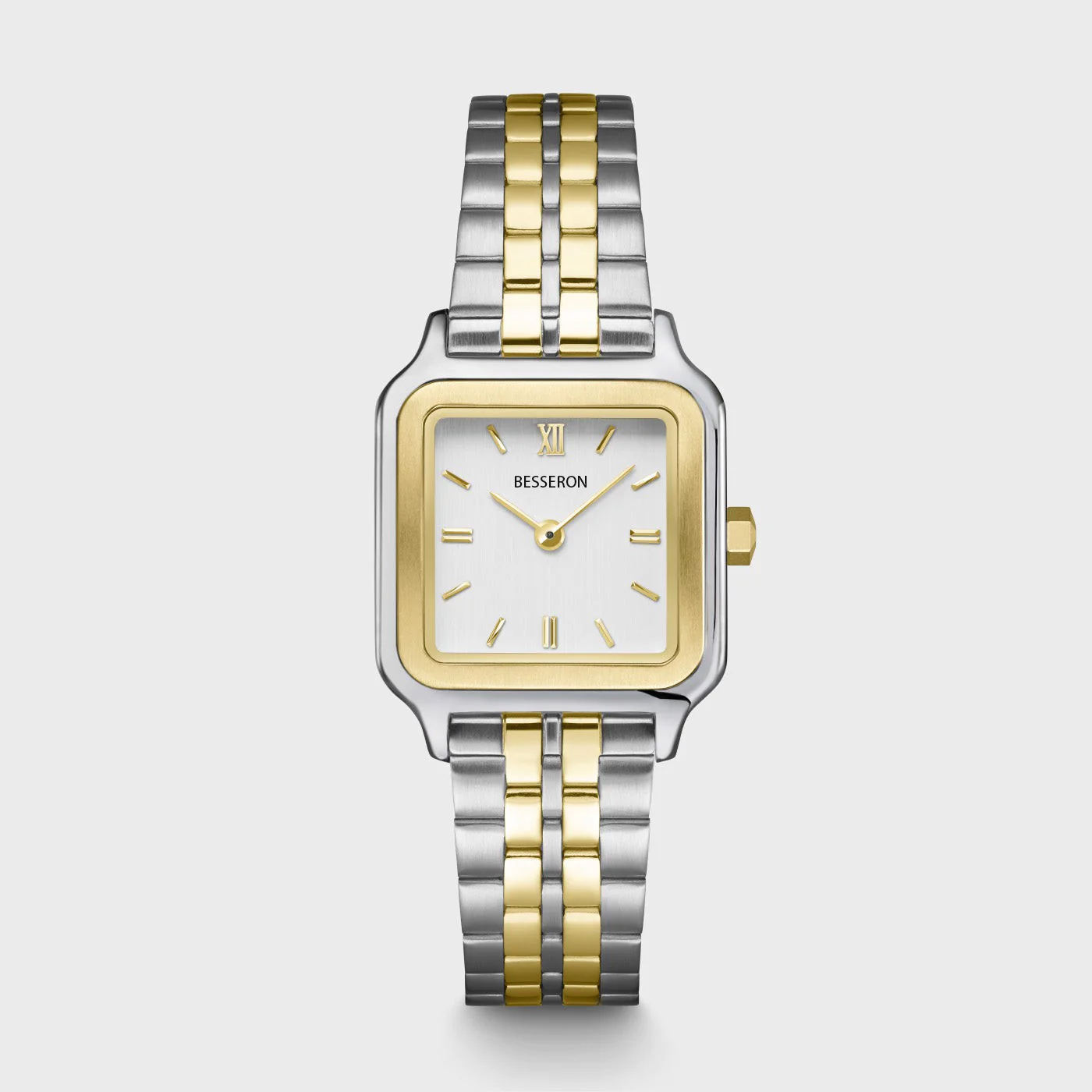 Gold and white watch