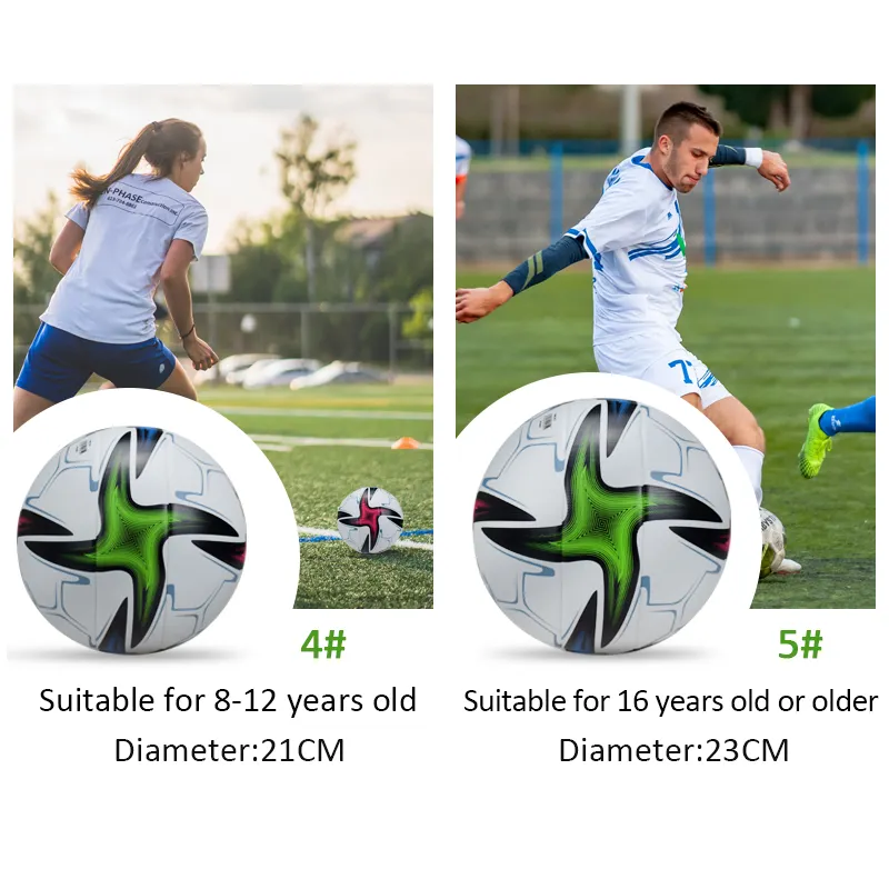 Customized Logo Football Size 5 PU Machine Sewn Soccer Ball With Match