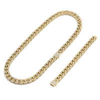 Bijoux hip-hop en acier au titane, chaîne cubaine en acier inoxydable, fermoir à ressort en zircone micro-incrustée, meulage à quatre côtés en acier doré