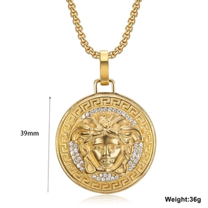 18k Gold Plated Hiphop Jewelry Stainless Steel Crystal <strong>Medusa</strong> Pendant <strong>Necklace</strong> for Men Women - Product Image 6