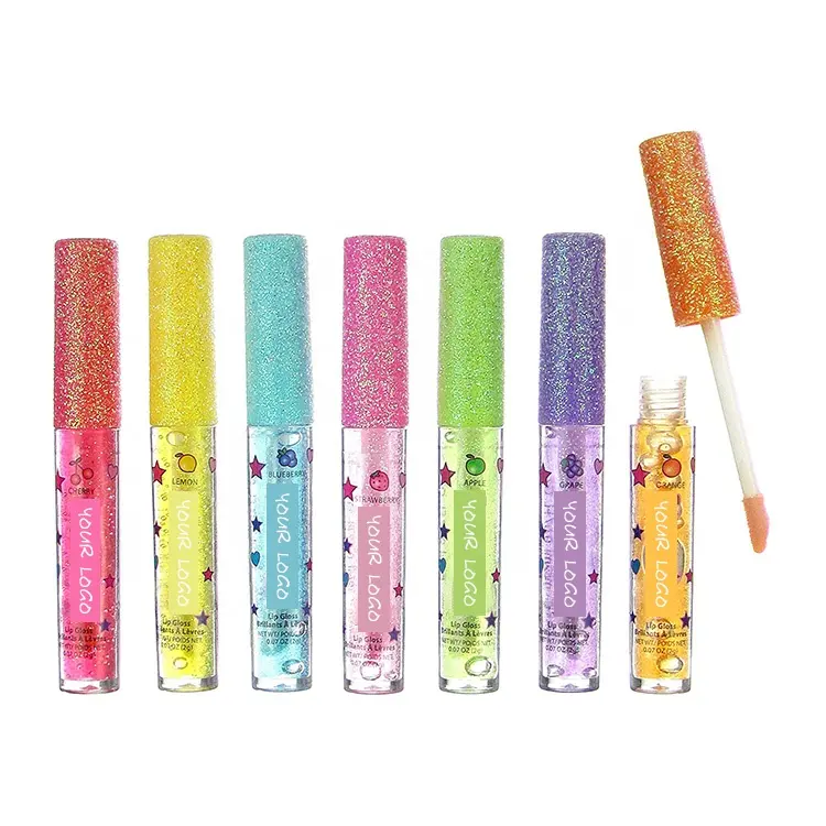 Kinder Lip gloss aromatisierter Lip gloss Angepasst Ihre eigene Marke hoch pigmentierter glänzender Lip gloss feuchtigkeit spendender flüssiger Lip gloss