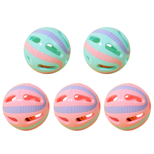 애완 동물 장난감 중공 플라스틱 애완 동물 고양이 다채로운 공 장난감 작은 벨 사랑 벨 음성 플라스틱 대화 형 볼 팅클 강아지 놀이 - Product Image 5