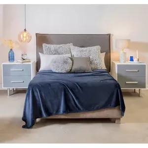 Design in tessuto semplice coperta Vianney blu Navy King Size / Queen Size leggero - Product Image 2