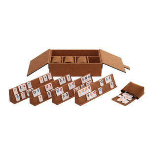 Mini <span class=keywords><strong>juego</strong></span> <span class=keywords><strong>Rummy</strong></span> Cube de viaje para adultos y niños, <span class=keywords><strong>juego</strong></span> de mesa <span class=keywords><strong>Rummy</strong></span> Tile en estuche de cuero con estantes de cuero y 106 azulejos - Product Image 1