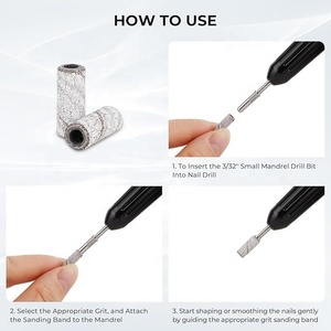 50 pièces petites bandes de ponçage <span class=keywords><strong>foret</strong></span> à ongles, bandes de ponçage fines pour perceuse à ongles avec 3.1mm - Product Image 4