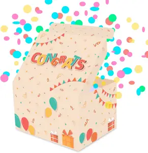 DIY מתפוצץ קונפטי נייר אריזת מתנה הפתעה תיבת קונפטי פופ עד אריזת מתנה למסיבת יום הולדת