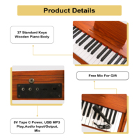 MY MUSIC MY-377 Portable Digital Piano Keyboard Instrument 37 Keys Mini Wooden Electric Organ