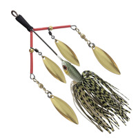 Umpan Pancing Spinner Bait Multi-Blade 27G, Umpan Buzz Bait Bilah Daun Willow dengan Rok Silikon untuk Ikan Bass, Pike, Trout Air Tawar