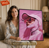 UNIART Affiche néon LED moderne sur toile noire, Art mural lumineux vertical, Impression UV sur porcelaine cristalline, Décoration intérieure