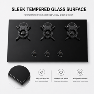 Cuisinière à gaz 3 brûleurs de haute qualité avec verre trempé, fonction rabattable ; Convient aux cuisines, cuisinière à gaz au kérosène - Product Image 3