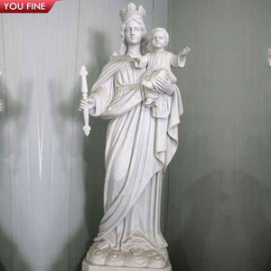 実物大の聖母天然石大理石聖母マリア像と子供の彫刻 - Product Image 5