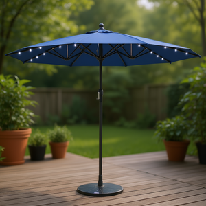 Sombrilla de Jardín Azul de Doble Cara con Luces LED Solares, Protección Solar para Exteriores, Poste de Aleación de Aluminio, Tela Oxford, Uso en Verano - Product Image 2