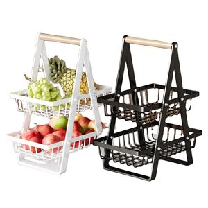 Cesta de Frutas de 2 Niveles para Encimera, Organizador de Cocina Portátil para Frutas, Verduras y Aperitivos, Cesta Rectangular de Metal Desmontable - Product Image 1