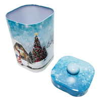 Emballage en fer blanc personnalisé, boîte en métal de forme carrée, boîte en fer blanc de thé de café de noël avec couvercle