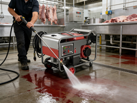 Nettoyeur à vapeur à eau chaude diesel VETEX Min 200Bar Ar Pump 10 HP, nettoyeur haute pression à jet d'eau chaude pour les installations agricoles