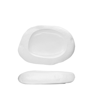 Piatto piano in ceramica PDRA RIO Irati bianco 19x13cm per servire il cibo - Product Image 1