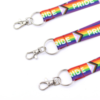 Tali Lanyard Polyester Pelangi LGBT, Stok Tersedia, Cetak Sublimasi, Warna-warni, Tali Lanyard Gay Pride