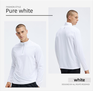 Camiseta deportiva con cremallera de secado rápido para gimnasio, entrenamiento, running, ajustada, transpirable, personalizada para hombre, superventas - Product Image 6
