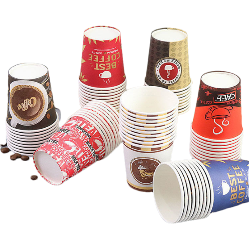 Taza de papel desechable con impresión a Color personalizada, todos los tamaños desechable de vaso de papel, venta al por mayor