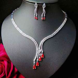 HIBRIDE New Water Drop Braut schmuck Set Mehrfarbige kubische Zirkonia Mode nigerian ischen Schmuck Zubehör-Sets für Frauen N-1301 - Product Image 2