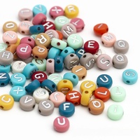 Manik-manik Huruf Akrilik Warna Campur 500g Grosir A-Z Emas Perak Manik-manik Alfabet 4x7mm Manik-manik Pipih untuk Pembuatan Perhiasan Gelang DIY