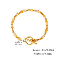 Bracelet élégant pour femme en pierres naturelles colorées et perles de rocaille en acier inoxydable avec fermoir OT