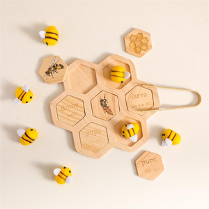 Natürliches Holz Bienen-Lebenszyklus Zuordnungsspielzeug für Kleinkinder Montessori Wissenschaftsspielzeug Wabenform Insekten-Lernspiel für Kinder - Product Image 2