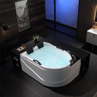 Jacuzzi Moderno Independiente para Dos Personas, Acrílico, con 16 Jets de Masaje, Función de Remojo, Doble Reposacabezas, Drenaje Fácil, para Baño Interior