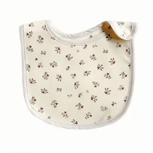 Double Layer Knit Cotton Baby Bibs Eco Friendly Printing Sustainable Newborn Clothing Round Baby Bibs