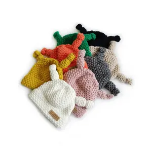 Xiximi手工婴儿冬季可爱针织帽钩针豆豆新生保暖帽子棉冬季