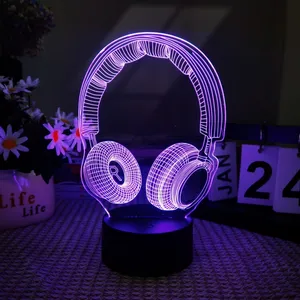 新款创意3d游戏夜灯电子竞技耳机装饰灯氛围灯生日礼物