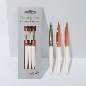 Custom Eco Friendly Biodegradable Plastic Ball Point Pen Gift 3PCS Recycled RABS Ballpoint Pen Set