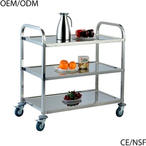 Thương mại 3-tier thép không gỉ thực phẩm phục vụ xe đẩy giỏ hàng nhà máy bán buôn nhà bếp đảo & xe - Product Image 3