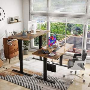 इलेक्ट्रिक स्टैंडिंग डेस्क बैठ घर ऑफिस गेमिंग ऊंचाई एडजस्टेबल कंप्यूटर डेस्क एक टुकड़ा लकड़ी पाइन फ्रीस्टैंडिंग 48 इंच - Product Image 2