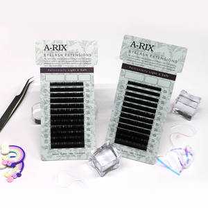 Extensiones de Pestañas Veganas A-RIX, Libres de Crueldad Animal, Naturales, Súper Suaves, Mega Mate, Negras, Coreanas, PBT, Volumen, Profesionales, 0.03 0.05 0.07 - Product Image 1