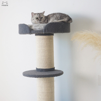 Arbre à chat compact en gros avec griffoir, tour d'activités moderne grise pour chat avec grotte cachette