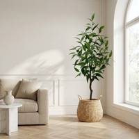 Árbol de Eucalipto Artificial de Plástico de 1.2m, Hojas Largas de 6 pies, Planta Verde Ecológica para Interiores, Hogar, Bodas, Cafés, Restaurantes, Venta al Por Mayor
