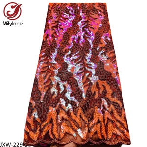 Độc Đáo Nigeria Wedding Asoebi Dress Chất Liệu May Shiny Sequins Thêu Phi Tulle Vải Ren - Product Image 1