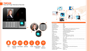 Sistema de asistencia de tiempo biométrico, SDK, registro de tiempo facial y dispositivo de detección de huellas dactilares, máquina de asistencia - Product Image 5