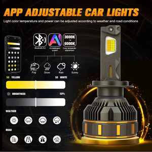 Bombillas LED para Faros Delanteros P8C 9005 HB3, Luz Alta, 200W, 16000LM, Control por Aplicación, Tricolor, 4 Tubos de Calor, Refrigeración Automática, para <span class=keywords><strong>Toyota</strong></span> - Product Image 2