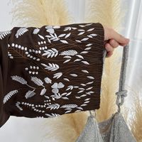 Abaya de Haute Qualité Broderie Nida Arabe pour Femmes Musulmanes Robe Décontractée en Polyester Douce pour Mariage et Fête 0,55kg