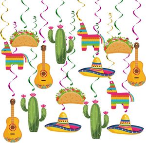 Décorations suspendues en spirale pour Fiesta Mexicaine, Fournitures de fête Cinco de Mayo, Décorations suspendues en spirale pour fête Taco Fiesta Mexicaine - Product Image 1