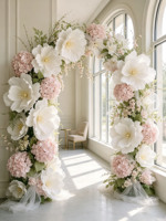 Ensemble d'arches florales géantes romantiques G-256 pour la décoration de la cérémonie de mariage en bord de mer, la zone photo de fête en plein air, la scène d'événement