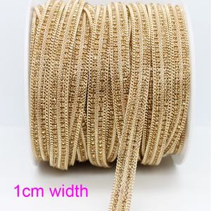 Prix <span class=keywords><strong>d</strong></span>'usine Bande de garniture thermocollante en maille de cristal avec motif chaîne en laiton et strass pour vêtements, chaussures, sacs, vente en gros - Product Image 2