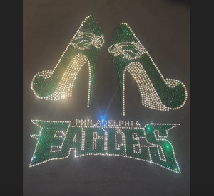 Transferencias Termoadhesivas <span class=keywords><strong>de</strong></span> los Philadelphia Eagles, Logotipo <span class=keywords><strong>de</strong></span> Equipos <span class=keywords><strong>de</strong></span> Fútbol Americano con Cristales <span class=keywords><strong>de</strong></span> Estrás, Transferencia para Camisetas, Personalizable - Product Image 2