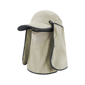 AIGEFMM Men's Outdoor 360 Degree Sun Protection Hat Tri Fold Fishing Hiking UV Protection Quick Dry Breathable Solid Color - Product Image 5