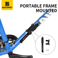 Pompe à vélo BAIMEI mini portable en alliage d'aluminium léger, valve Schrader/Presta, plage de pression 80-130 PSI, étanche