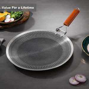 Padella in acciaio a 3 strati adatta a qualsiasi stufa in acciaio inossidabile Anti-graffio ispessito antiaderente a nido di miele padella per friggere - Product Image 3