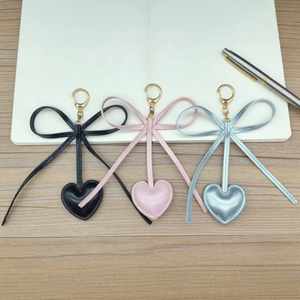 Candy Color PU Leather Heart <b>Bag</b> <b>Charm</b> Aesthetic Love Pendant Accessories Leather Keychain Holder <b>Charms</b> for Gifts - Product Image 1